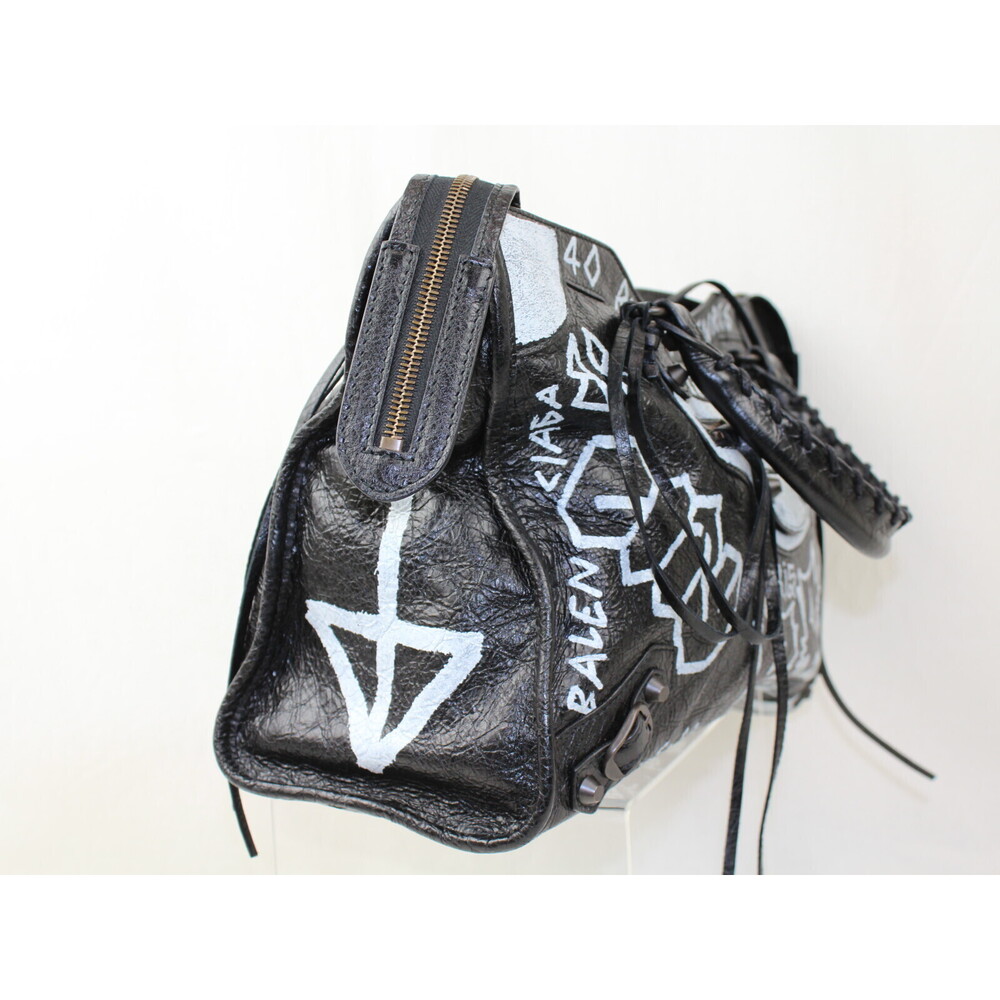 BALENCIAGA Graffiti City Handbag Shoulder Bag Black Paint - Picture 3 of 6